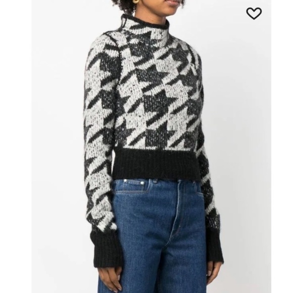 Rag & Bone Edith Mock Neck Black Houndstooth Soft Alpaca Sweater (Size M) - Picture 1 of 5